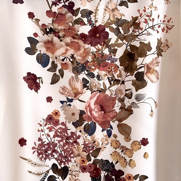 ZARA Floral Blouse with Sleeve Ties and Back Slits Size Small - Picture 3 of 6